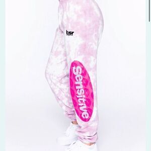 NIP BSR x By Samii Ryan Revolve Pink Tie Dye Sensitive‎ Sweat Pants Size Small